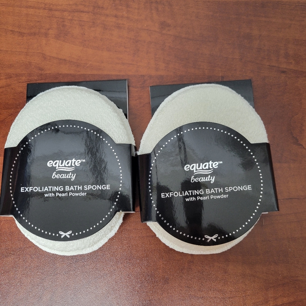 Equate Exfloating Bath Sponge With Pearl Powder Set Of 2 - Picture 1 of 4